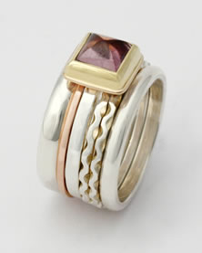 Six band 'Stacking Ring Single-stone' with Tourmaline